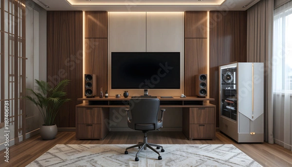 Fototapeta computer, monitor, keyboard, desktop, pc, mouse, technology, screen, office, desk, display, business, lcd, internet, flat, equipment, hardware, black, network, work, tower, cpu, table, vector, worksta