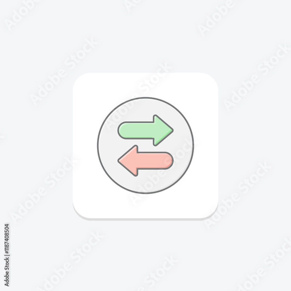 Fototapeta Reverse Arrow lineal color icon , vector, pixel perfect, illustrator file