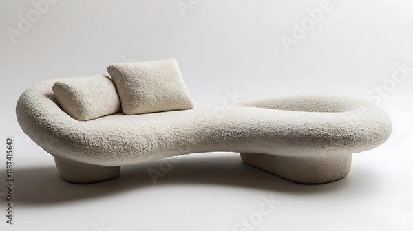 Obraz Sofa with a low-profile design and soft, neutral-colored cushions 