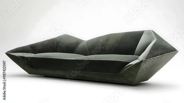 Obraz Sofa with a sleek, angular design and soft, comfortable fabric cushions 