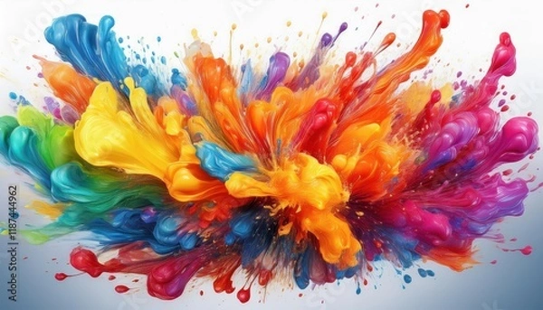 Fototapeta Vibrant Kaleidoscope of Colors A Dynamic Splash of Multidirectional Paint Artwork, Showcasing an Explosion of Bright Hues and Textures.