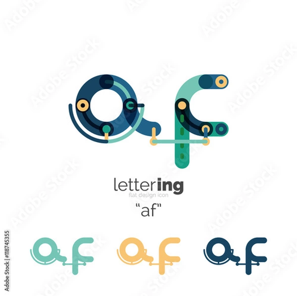 Fototapeta Linear initial letters, logo branding concept