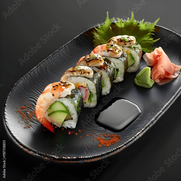 Fototapeta Japanese Chef JG's Sushi and Sashimi Masterpiece: A Culinary Artform In a Frame