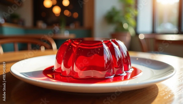 Obraz A Close-Up shot of glossy, transparent red jelly - Generative AI