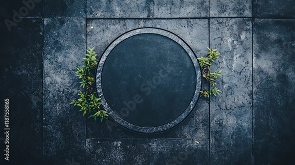 Fototapeta Dark Circle Mystery: Plants Emerging from a Stone Setting