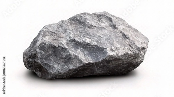 Fototapeta Isolated Grey Stone with Shadows on Transparent Background