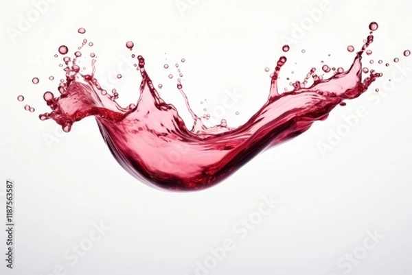 Fototapeta Red liquid creates dynamic splashes against a clean background, illustrating movement and elegance in liquid form