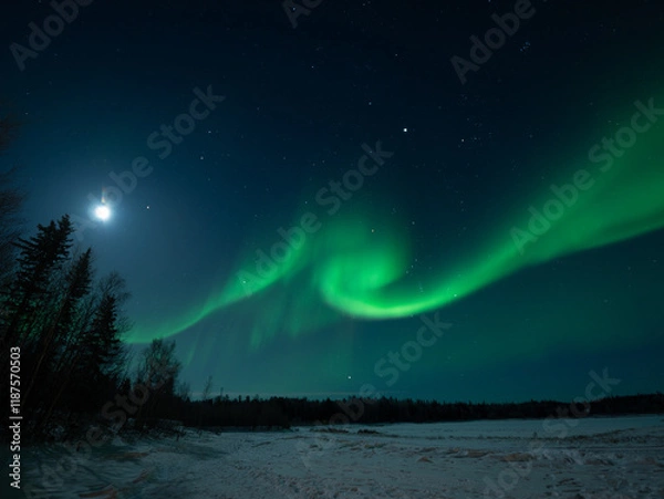 Obraz オーロラのある景色