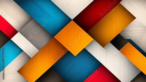 Fototapeta Vibrant abstract geometric design with intersecting shapes in bold colors.