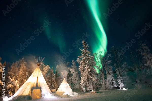 Obraz オーロラのある景色