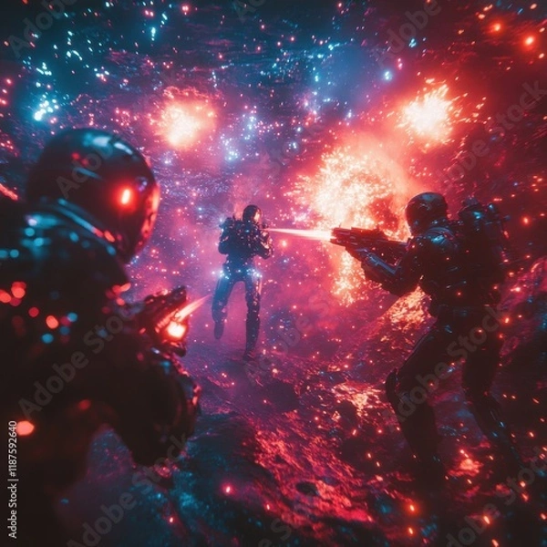 Obraz Futuristic Combat Scene with Sci-Fi Elements