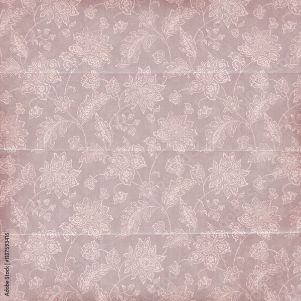 Fototapeta Background paper or fabric, with floral damask and baroque, seamless ornamental pattern