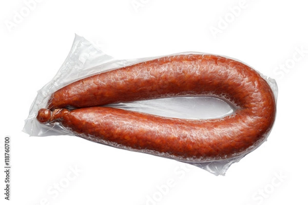Obraz sausages in vacuum pack isolated on white background
