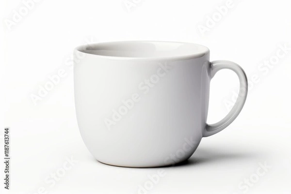 Fototapeta Simple white ceramic cup sitting on a clean surface, ideal for enjoying a warm beverage in a minimalistic setting