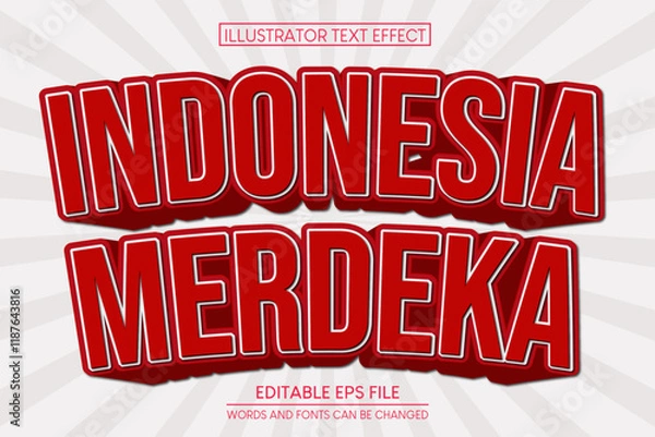 Obraz Indonesia Merdeka Text Effect. editable text effect