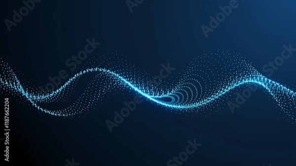Obraz Abstract blue wave particles, digital technology background