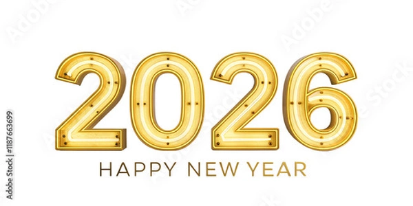 Obraz Happy New Year 2026 3d rendering Text Effect banner or poster card design