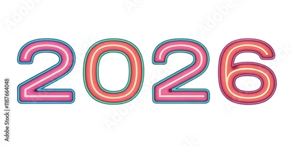 Obraz Happy New Year 2026 3d rendering Text Effect banner or poster card design