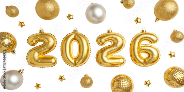 Obraz Happy New Year 2026 3d rendering Text Effect banner or poster card design