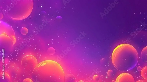 Fototapeta Abstract Pink and Orange Bubbles Floating in Space