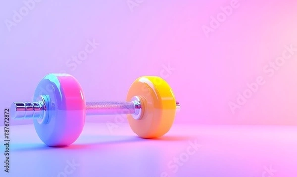 Obraz Pastel dumbbell on vibrant background.