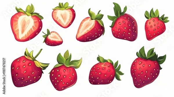 Fototapeta Freshly Picked Strawberries Isolated on White Background
