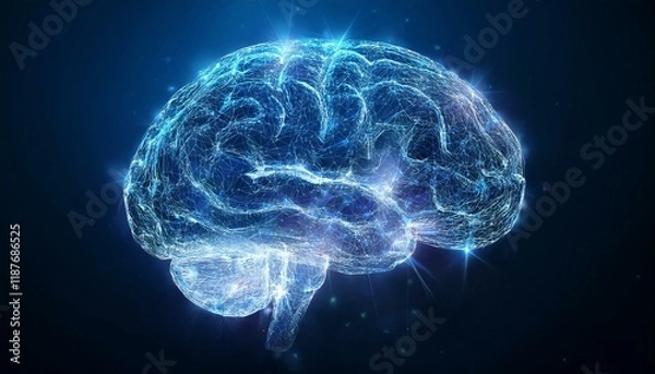 Fototapeta Glowing digital brain, neural network concept.