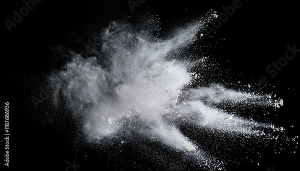 Fototapeta White powder explosion against a black background. Dynamic and dramatic image.