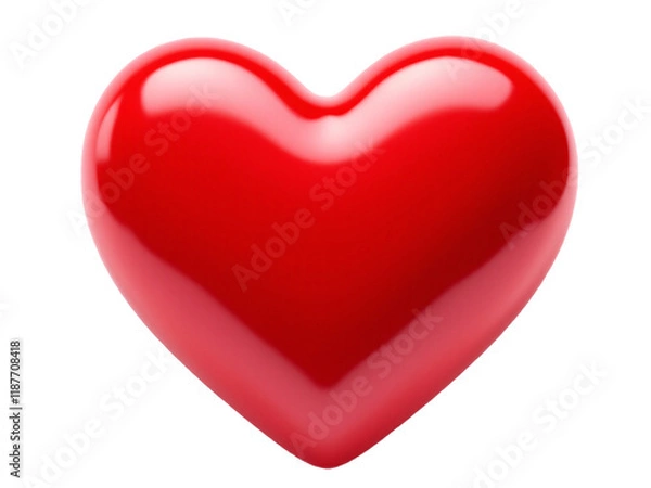 Fototapeta Glossy red heart on transparent background