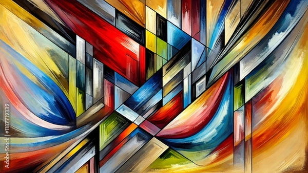 Fototapeta Abstract colorful geometric painted background.