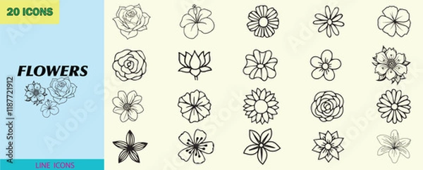 Fototapeta Flowers icon set