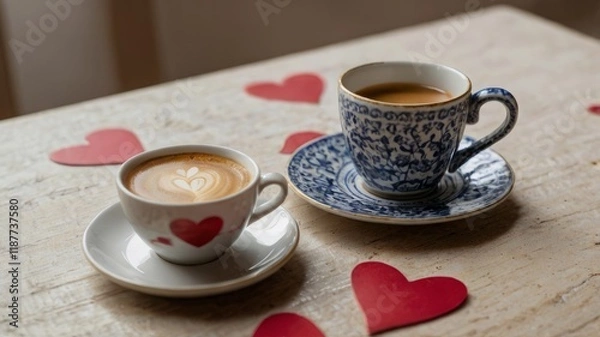 Obraz Cup of coffee with heart shaped 