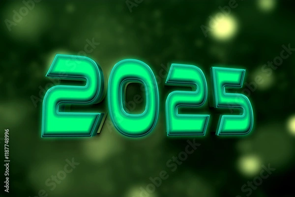 Obraz 3d Rendering illustration of a digital 2025 design