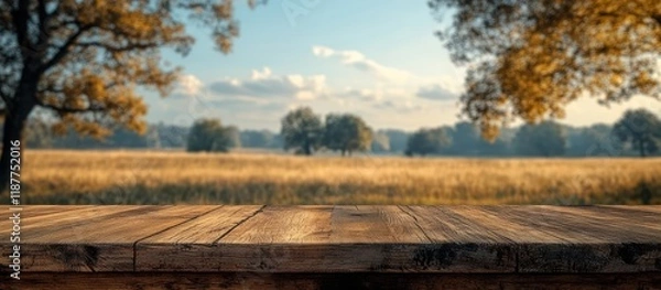 Obraz Rustic wood autumn field display