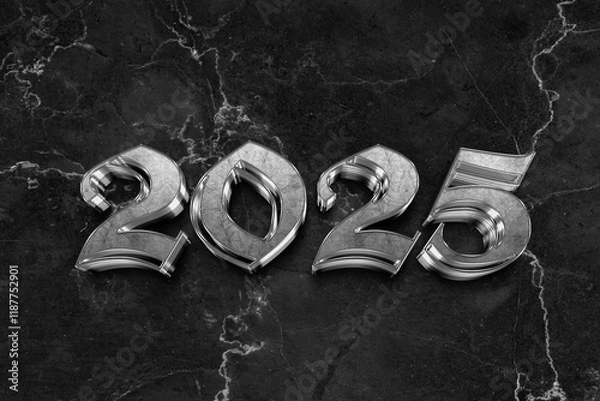 Obraz 3d Rendering Illustration of a sharp metal 2025 design.