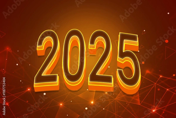 Obraz 3d Rendering Illustration of a firey 2025 design.