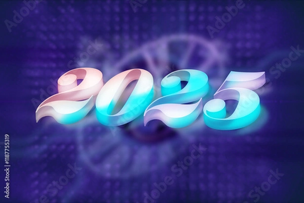 Obraz 3d rendering illustration of a colorful smoky 2025 design