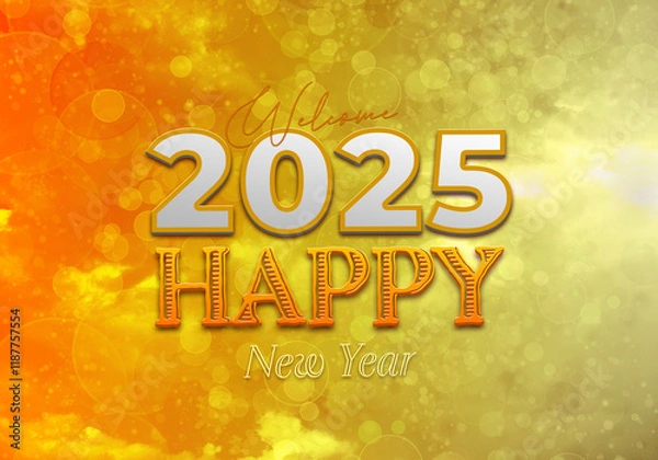 Obraz 3d Rendering Illustration of a festive happy new year 2025 design.
