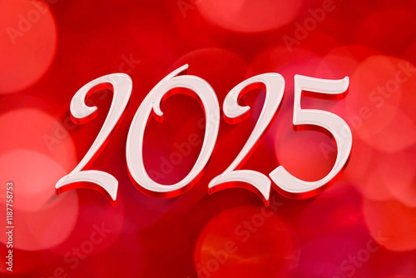 Obraz 3d Rendering illustration of a white 2025 design