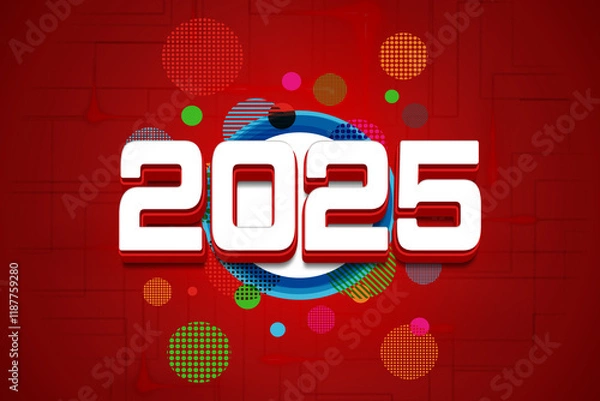 Obraz 3d Rendering illustration of a colorful 2025 design