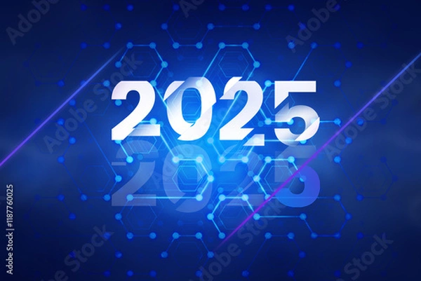 Obraz 3d Rendering illustration of a futuristic glossy 2025 design