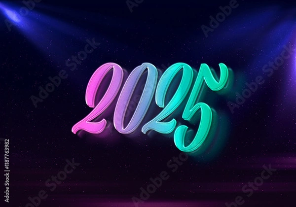 Obraz 3d rendering illustration of a colorful staged 2025 design
