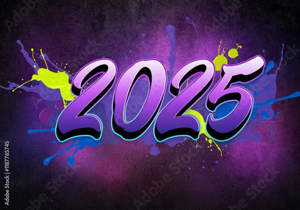Obraz 3d illustration of 2025 graffiti design