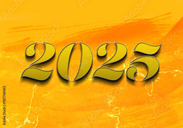 Obraz 3d Rendering Illustration of a golden 2025 design.