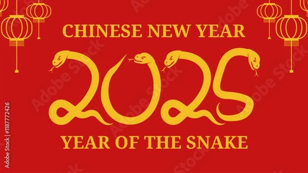 Fototapeta Happy Chinese New Year 2025, Lunar New Year 2025, 2025 Snake Vector Art, Icon, Logo