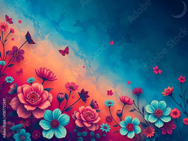 Obraz abstract floral background AI