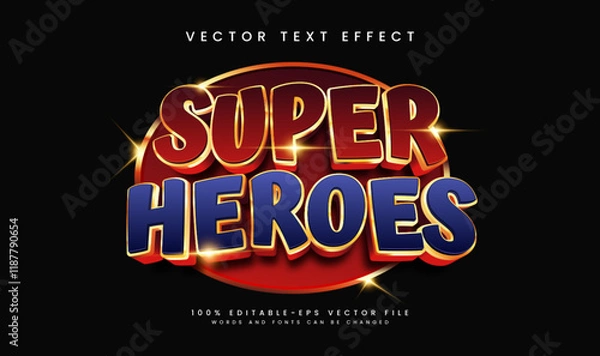 Fototapeta 3d super heroes editable vector text effect, with strong fighter concept.