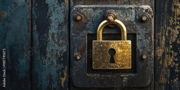Obraz An encrypted financial transaction occurs on a computer, emphasizing secure banking with a digital padlock and no people.