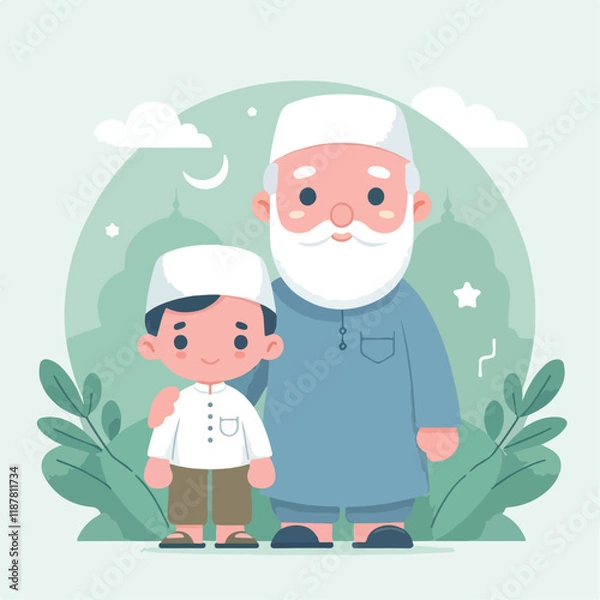 Fototapeta vector image of a Muslim family