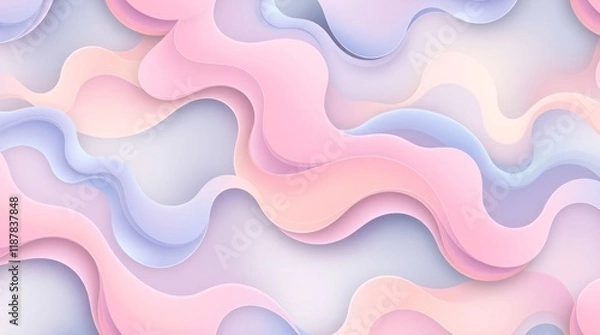 Fototapeta Elegant abstract composition featuring soft pastel colors and layered paper cut shapes, evoking modern aesthetic and creativity